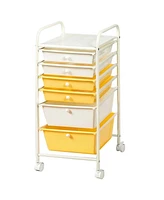 Gouun 6-Drawer Rolling Storage Cart with Clear Plastic Drawers and Lockable Wheels