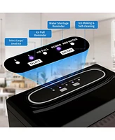 Jinjunye Ice Maker Countertop 34lbs/Day, 9 Ice Cubes in 6 Mins, Self-Cleaning Portable Ice Makers 2 Size Bullet Cube