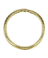 Rachel Glauber 14k Gold Plated Flattened Bar Herringbone Necklace