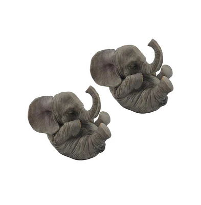 Fc Design "2-pc Gift Set" 4.25"W Baby Elephant Supine Figurine Statue Ornament Home Room Office Decor and Perfect Gift Ideas for Housewarming, Holiday