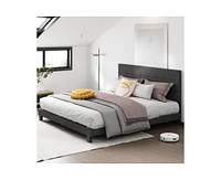 Lovmor Upholstered Platform Bed Frame with Fabric Headboard