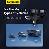 Baseus Enjoyment Pro Car Charger C + Retractable C & iP Cable 60W Cluster Black