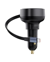 Baseus Enjoyment Pro Car Charger C + Retractable C & iP Cable 60W Cluster Black