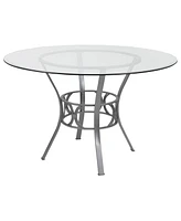 Slickblue Round 48-inch Glass Top Dining Table with Metal Frame