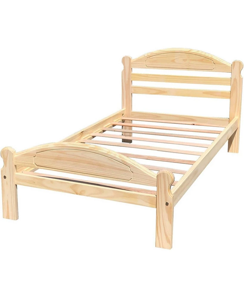 Slickblue Unfinished Solid Pine Wood Platform Bed Frame with Headboard and Footboard