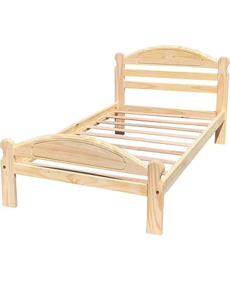 Slickblue Unfinished Solid Pine Wood Platform Bed Frame with Headboard and Footboard