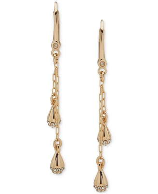 Dkny Gold-Tone Pave Tear-Shape Linear Drop Earrings