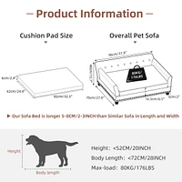 Bingopaw Leathaire Pet Couch Luxury Dog Bed sofa with Bolster for Medium Large Dog