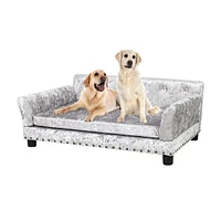 Bingopaw Pet Dog Couch Bed Deluxe Dutch Velvet Upholstered Sofa Bed Removable Cushion