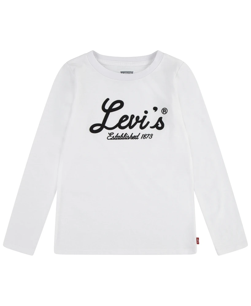 Levi's Toddler and Little Girls Long Sleeve Script Logo T-shirt