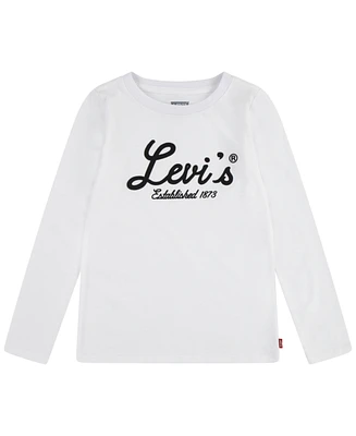 Levi's Toddler and Little Girls Long Sleeve Script Logo T-shirt