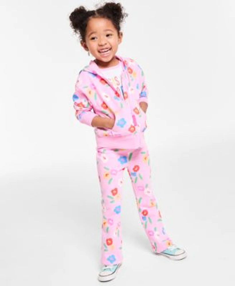 Epic Threads Toddler Girl Floral Full Zip Hoodie Assistant Gardener Graphic T Shirt Floral Flared Pants Exclusively At Macys