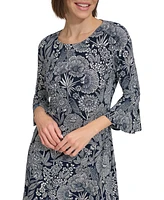 Tommy Hilfiger Women's Printed Bell-Sleeve Shift Dress