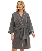 Roudelain Women's Waffle-Knit Kimono Wrap Robe