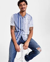 Guess Men's Short Sleeve Striped Button-Front Shirt