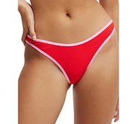 Cotton On Women's Ribbed Refined High-Side Brazilian Bikini Bottoms