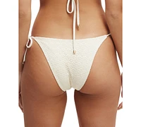 Cotton On Women's Metallic Lace Side-Tie Brazilian Bikini Bottoms