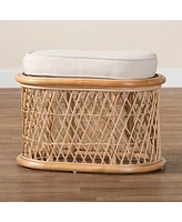 bali & pari Ladonna Bohemian Natural Rattan Ottoman Footstool