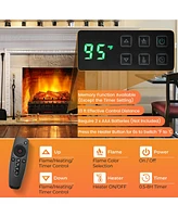 Gymax 26 Inches Infrared Quartz Electric Fireplace Log Heater with Realistic Pinewood