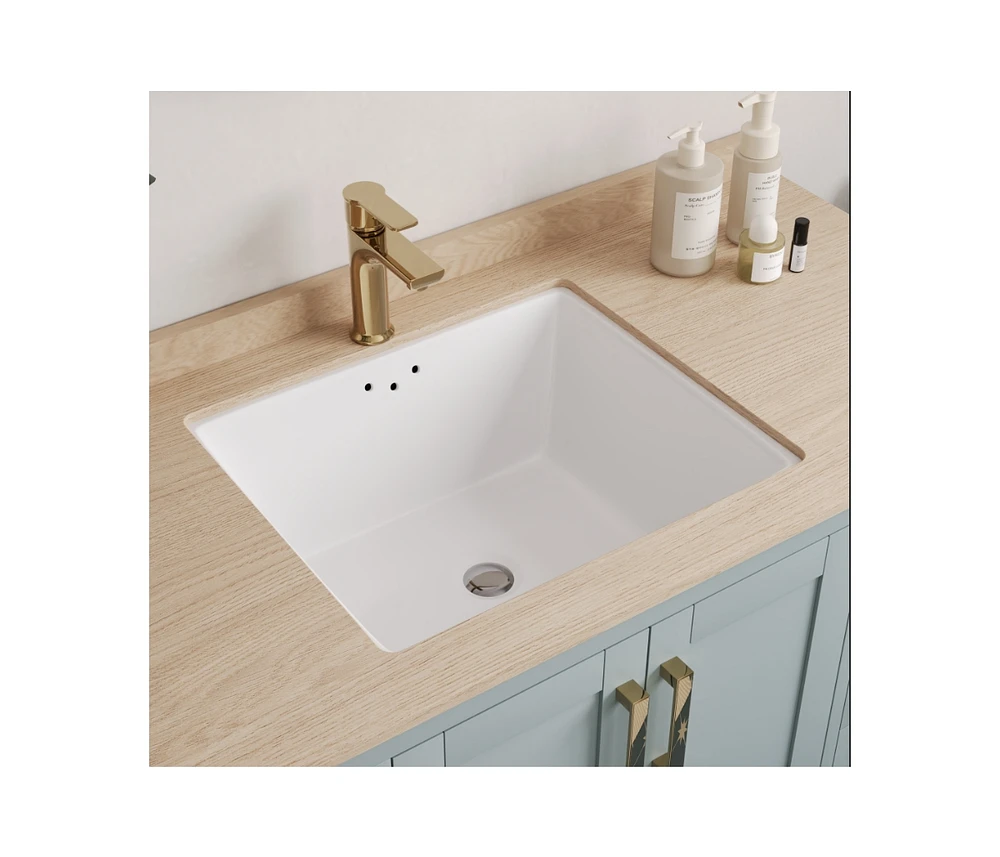 DeerValley Ursa 16" X 14" Rectangular Vitreous China Undermount Bathroom Sink with Overflow