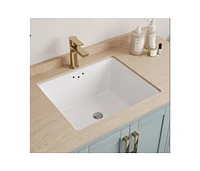 DeerValley Ursa 16" X 14" Rectangular Vitreous China Undermount Bathroom Sink with Overflow