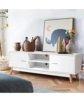 Slickblue Modern Solid Wood Tv Stand with Mid-Century Legs for Stylish Tv Storage