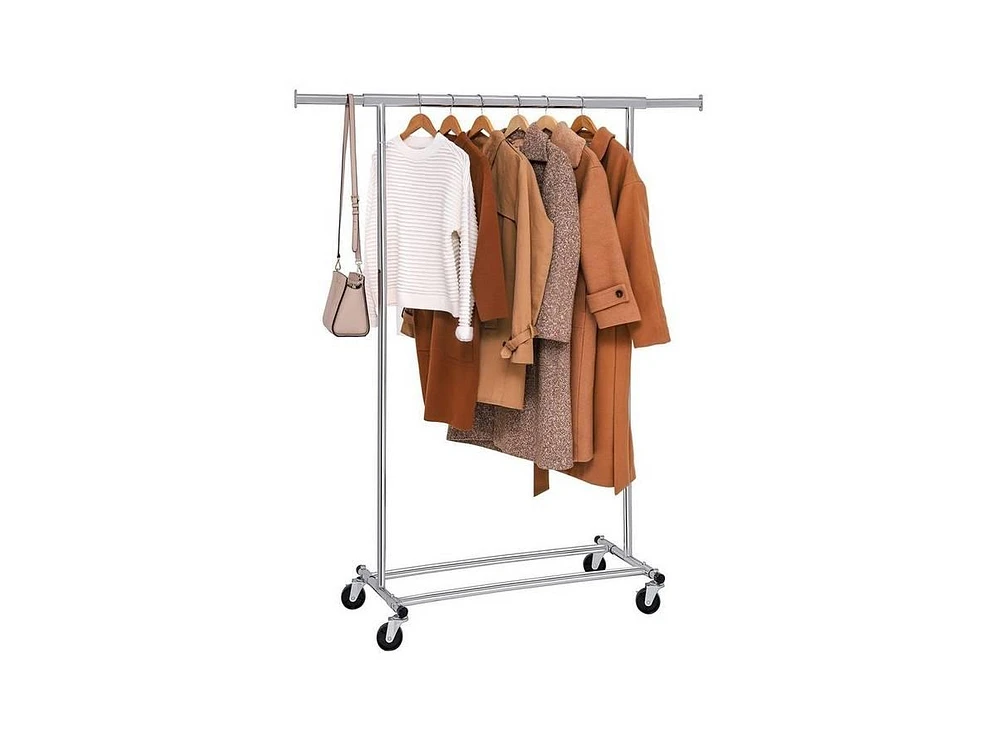 Slickblue Heavy Duty Chrome Plated Garment Rack with Clothes Hanging Bar on Wheels Durable and Mobile