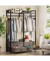 Slickblue Modern Garment Rack with Clothes Hanging Rod and 4 Storage Drawers Stylish and Organized