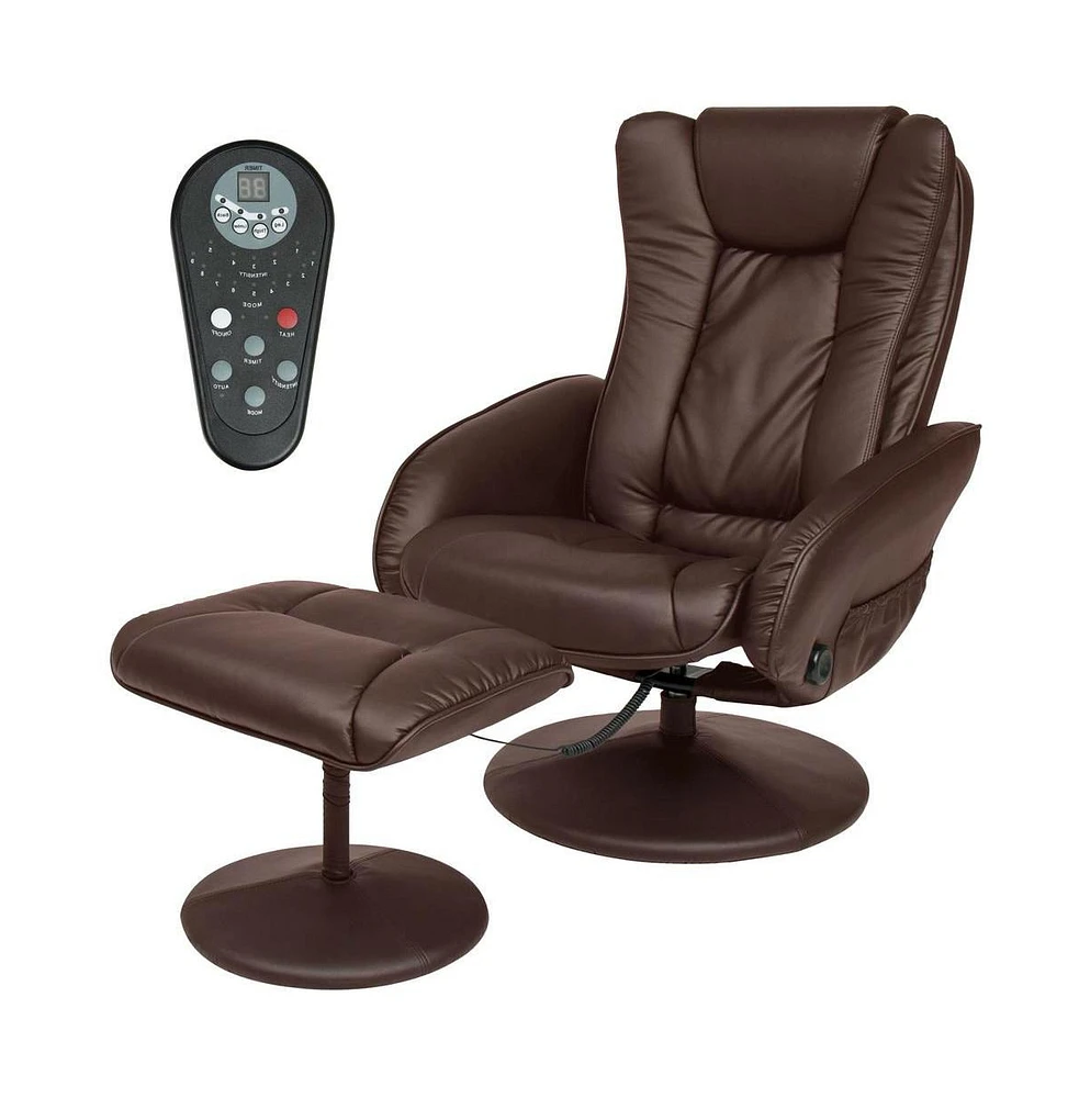 Slickblue Sturdy Faux Leather Electric Massage Recliner Chair w/ Ottoman