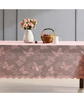 Hlc.me Butterfly Floral Lace Fabric Tablecloth, Lace Fabric Table Cloth for Rectangle Tables, Wrinkle Resistant Tablecloth