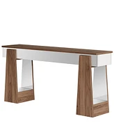 Tribesigns Mirrored Console Table, Farmhouse Wooden Entryway Table with Thickened Legs, 63-Inch Narrow Long Behind Couch Sofa Table for Entrance, Hall