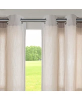 Wonderland Pin Stripe Outdoor Curtain Grommet Panel, Tan, 52"x84"