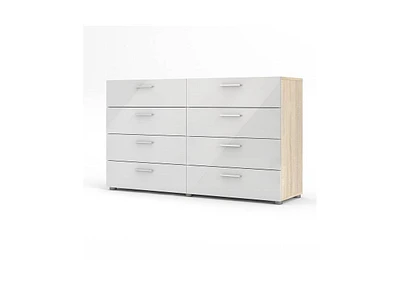 Slickblue Modern Bedroom 8-Drawer Double Dresser with Oak Finish Sides and Top