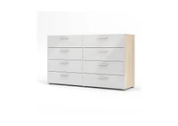 Slickblue Modern Bedroom 8-Drawer Double Dresser with Oak Finish Sides and Top