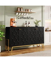 Tribesigns Buffet Cabinet with Storage, 55" Large Kitchen Cabinet Sideboard Cabinet with Shelves and Doors, Modern Coffee Bar Cabinet for Kitchen, Bla