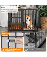 Bingopaw Heavy Wooden Dog Crate Furniture End Table Pet Kennel Puppy Cage w Four Doors