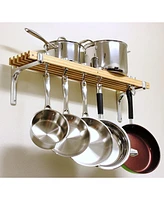 Slickblue Farm Home Wooden Wall Mounted 6 Hooks Pot Rack