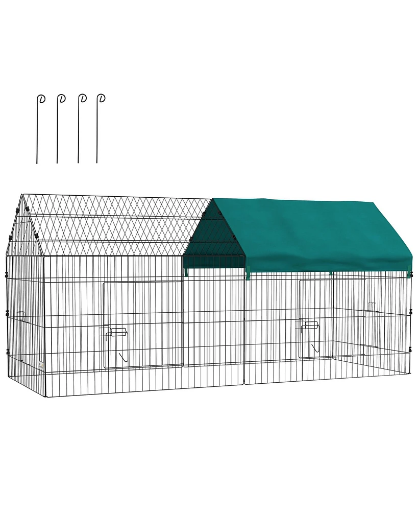 PawHut 87" Small Animal Playpen w/ Roof