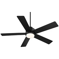 Casa Vieja 52" Grand Palm Matte Black Led Damp Rated Fan with Remote