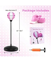 Costway Kids Punching Bag Toy Set Adjustable Stand Boxing Glove Speed Ball with Pump