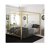 Slickblue Metal Canopy Bed Frame with Headboard and Footboard - Contemporary Style for Any Bedroom