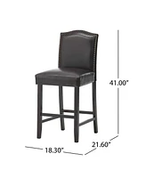 The Pop Home Set of 2, 27" Upholstered Counter Height Barstools with Nailhead Trim-The Pop Home