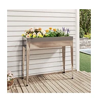 vidaXL Garden Planter 39.6"x15.9"x35.4" Galvanized Steel