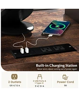 Gouun File Cabinet on Wheels with Charging Station and Cable Management Hole