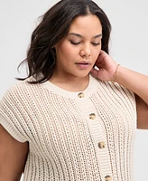 And Now This Trendy Plus Cap-Sleeve Crewneck Cardigan, Exclusively at Macy's