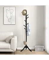 Gouun Adjustable Wooden Tree Coat Rack with 8 Hooks