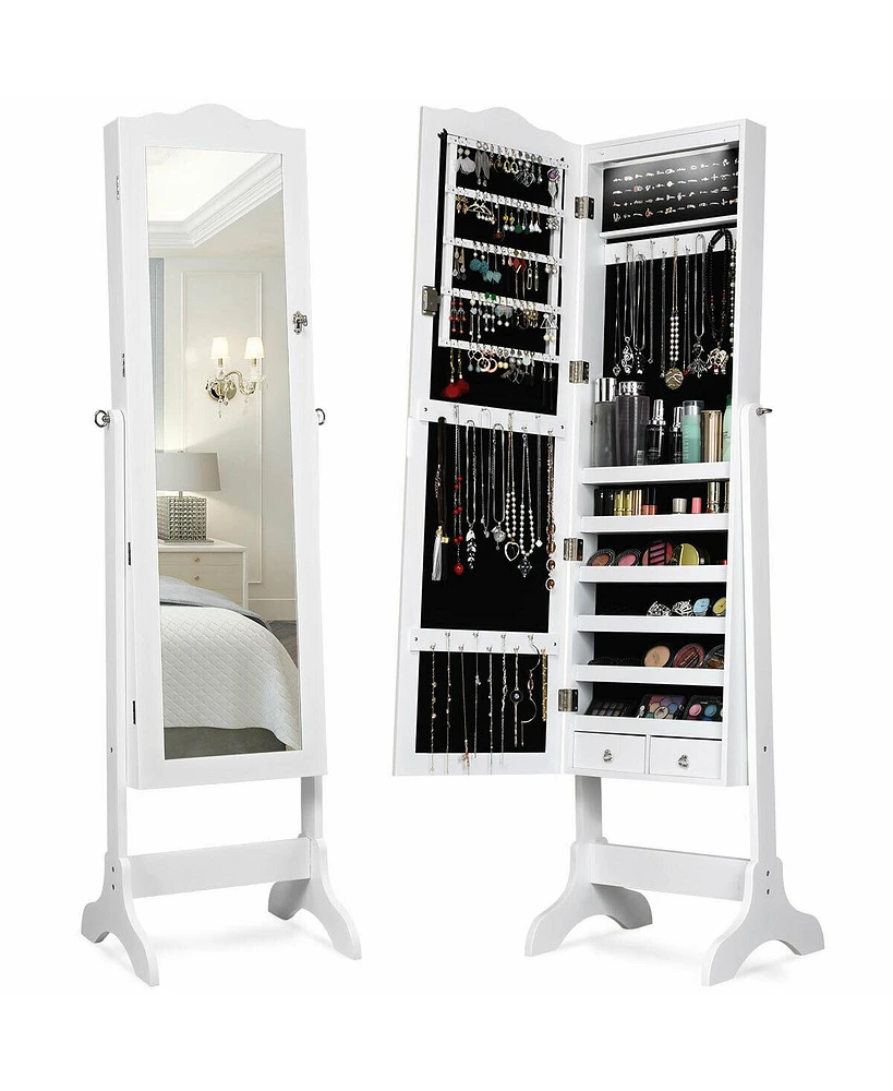 Gouun 14 Led Jewelry Armoire Cabinet with Full Length Mirror and 4 Tilting Angles