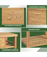Gouun Bamboo Kitchen Trolley Cart with Tower Rack and Drawers