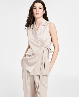 Bar Iii Women's Sleeveless Satin Side-Tie Vest, Exclusively at Macy's