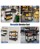 Gouun 3-Tier Rolling Tool Cart with Spacious Shelves 4 Universal Wheels and 2 Brakes